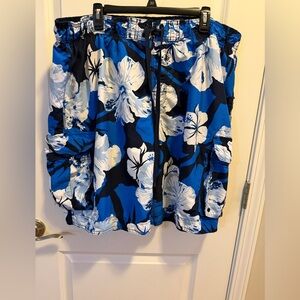 Arizona Jean Company Blue and White Floral Swim Shorts